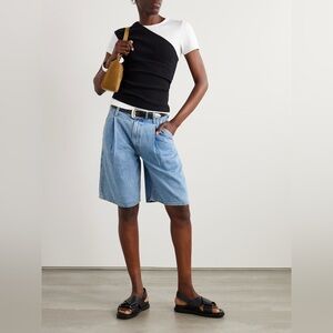 AGOLDE Ellis Pleated Denim Short